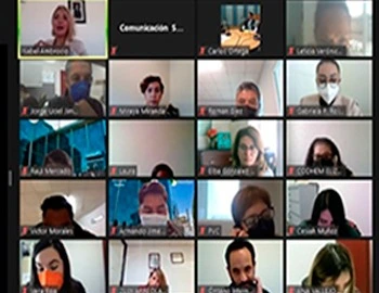 CAPACITACIÓN SOBRE EQUIDAD DE GÉNERO, PRIORIDAD DE LA CODHEM. Imagen de una sesión virtual en formato de videoconferencia con múltiples personas participantes en recuadros en pantalla.