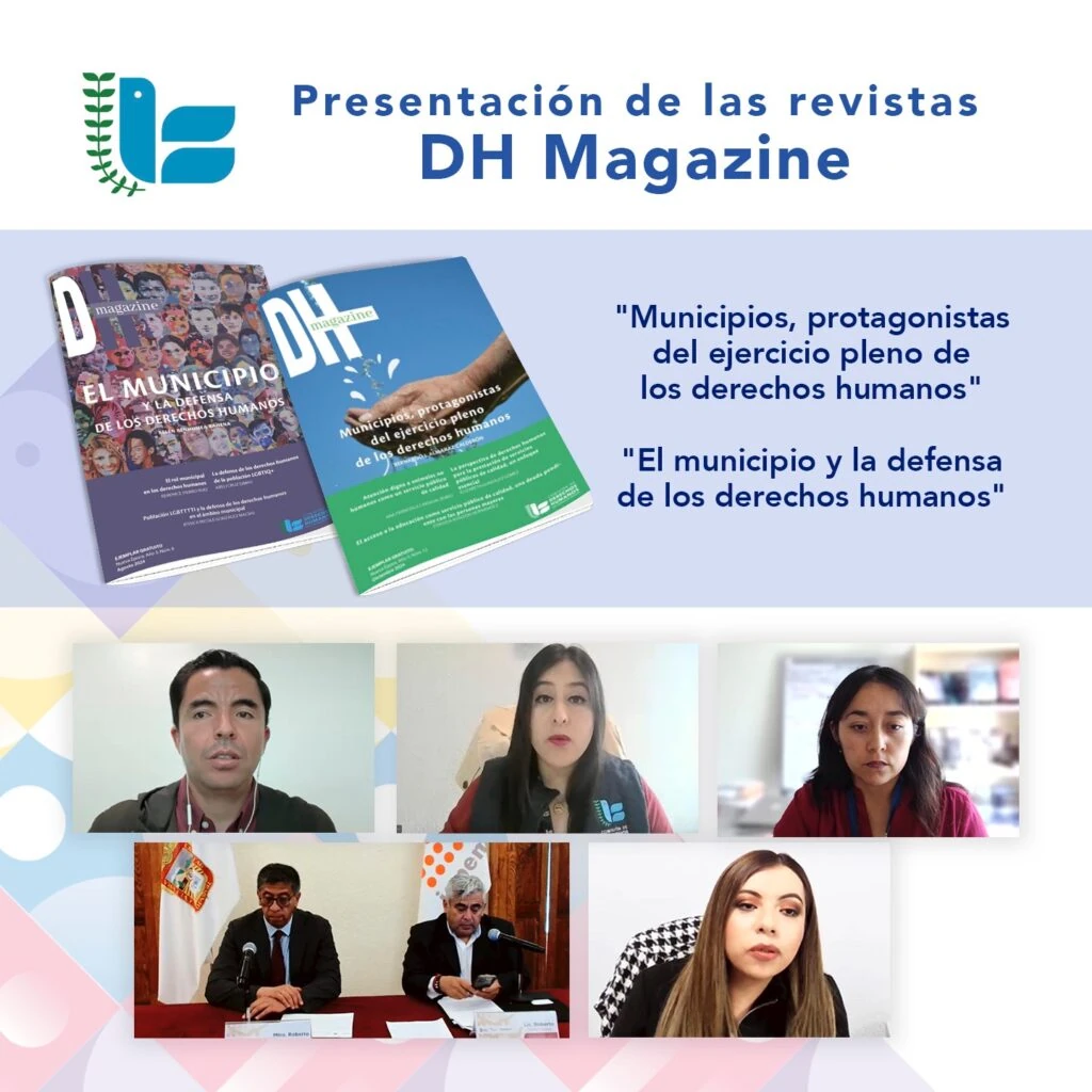 Imagen promocional de la presentación de las revistas DH Magazine. En la parte superior aparece el texto “Presentación de las revistas DH Magazine” junto a un logotipo institucional.